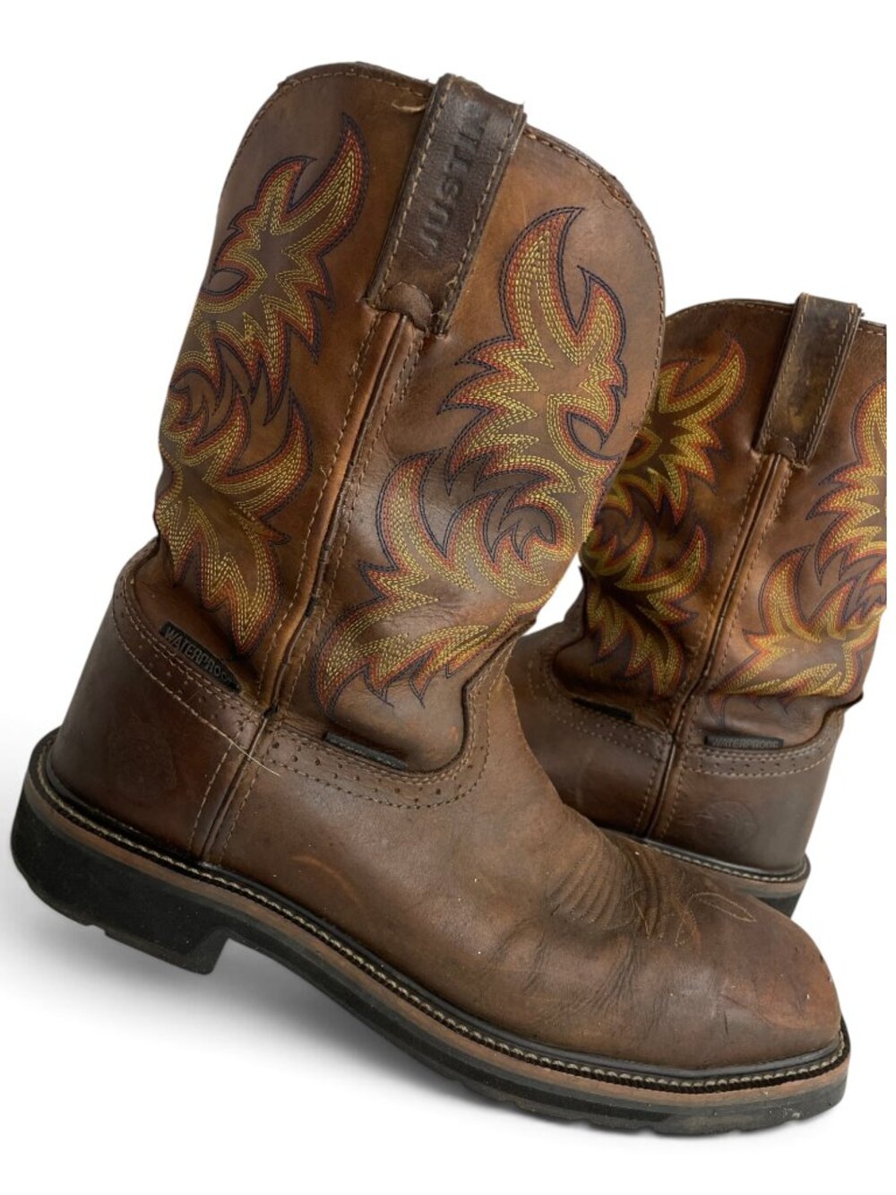 Justin Driller Leather Steel Toe Waterproof Work Western Boots Men's 11.5 D